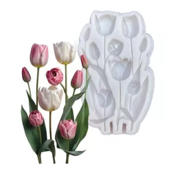 Molde silicone arranjo flor tulipa