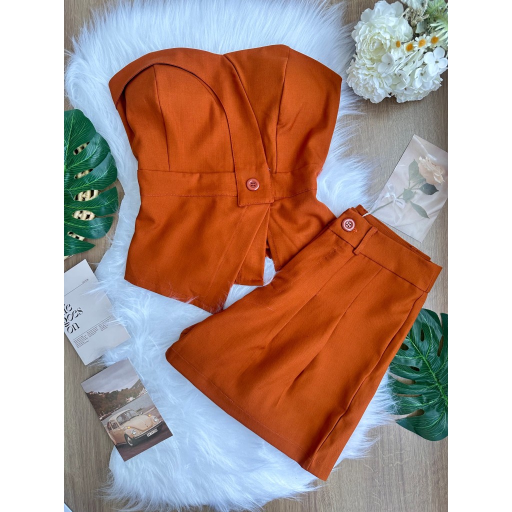 Conjunto feminino blusa  e short com bojo e bolsa SP023