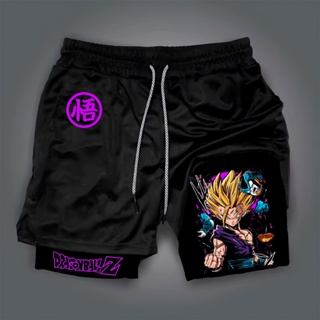 Short 2 em 1 Compressão  Dry-Fit Estampado Vegeta Goku Gohan Dragon Anime Ball Z Geek Gym Fitness em Oferta na Shopee