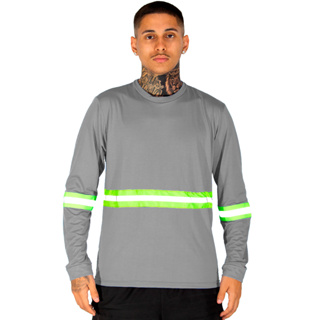 Camisa Camiseta Uniforme Manga Longa Pra Trabalho Peão Obra com Refletivo leve pra rodovia Camiseta em Oferta na Shopee