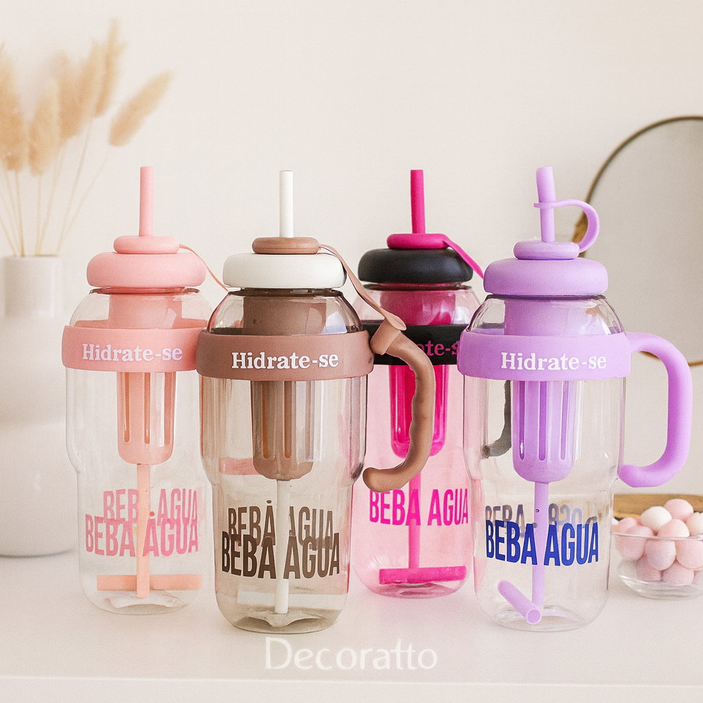 Garrafa de Água com Canudo de Silicone Grande com 1300ml Capacidade com Filtro Portátil ICE CUP em Oferta na Shopee