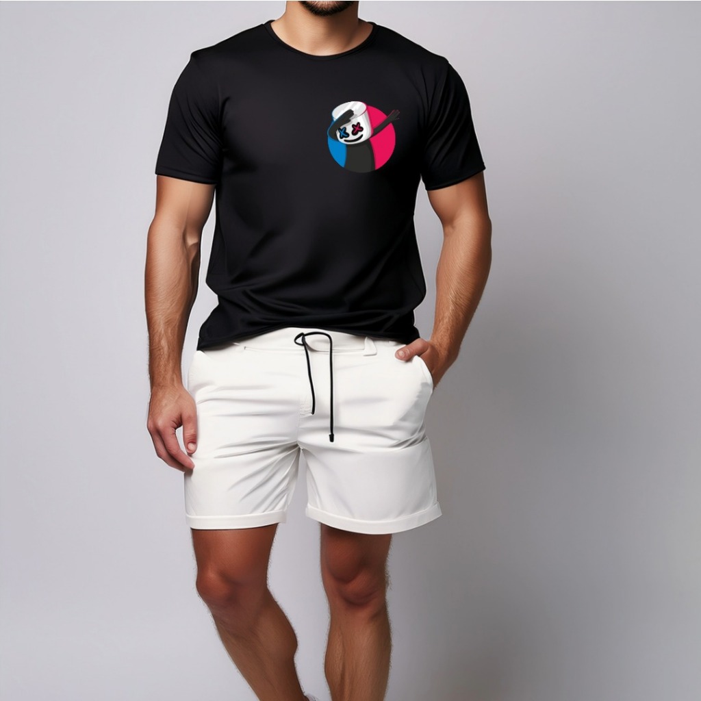 conjunto kit Camiseta camisa e Short Tectel Conjunto Masculino Estilo Casual DJ Marshmello Streetwear Lançamento Origina