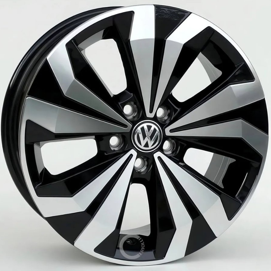 Kit 4 Rodas T-cross Aro 17 5x100 2025 Vw Volkswagen Krmai Cor Preto Diamantado Bicos de Brinde S25