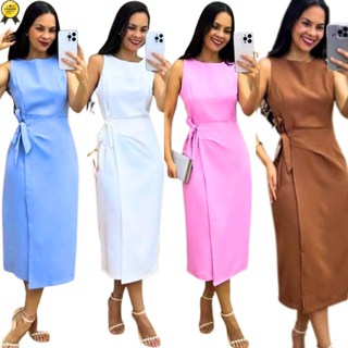 Vestido Feminino Sensorial Marrant Midi com Amarração Lateral Elegante | M G GG G1 em Oferta na Shopee