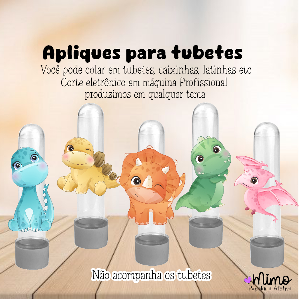 Kit Aplique 3D Dino Baby Menino 8cm para Tubete – Papel Fotográfico Festa Infantil (15, 30 ou 45 un) em Oferta na Shopee