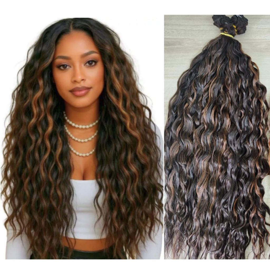 Cabelo de fibra Bio humanizada semi cachos em tela