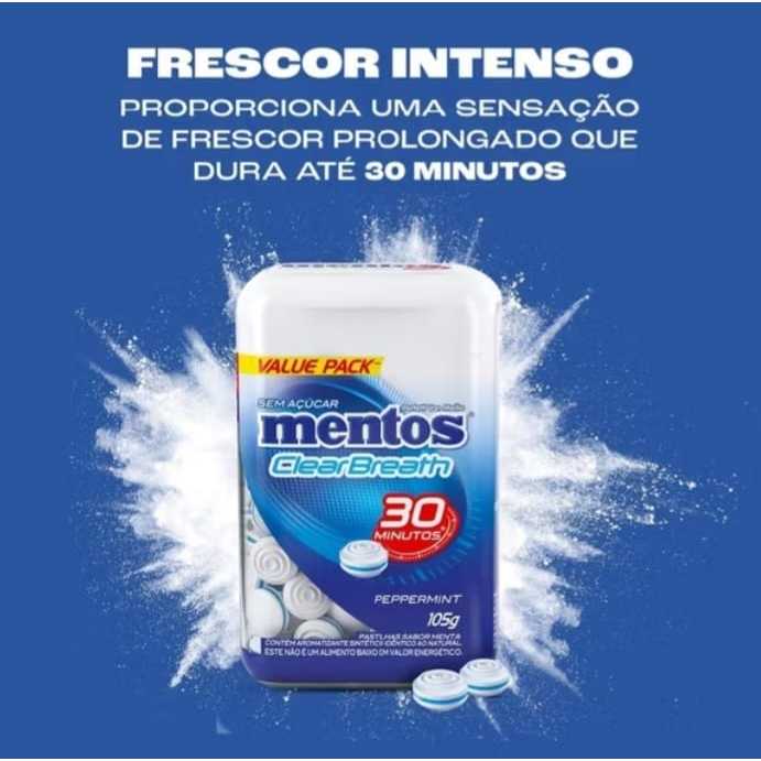 Bala Mentos Kiss Sour Morango e Peppermint Com 1 Unidades 105g Sem Açucares