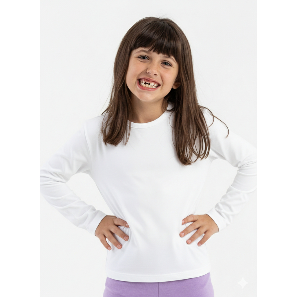 Camiseta Proteção Solar 2 ao 18 com UV 50+ e Dryfit Infantil Juvenil Unissex Térmica Manga Longa Praia Menina e Menino