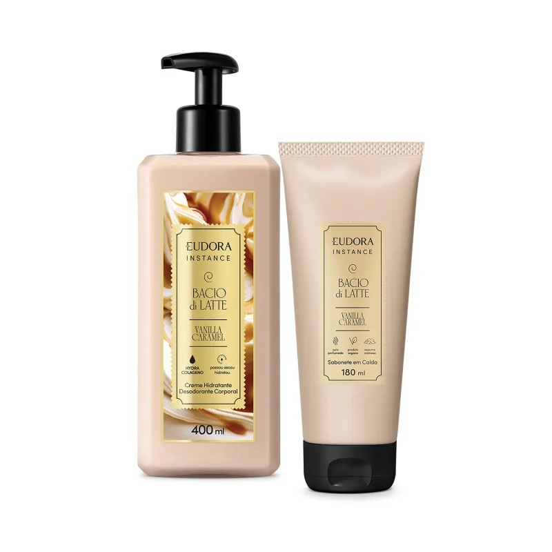 Combo Instance Vanilla Caramel: Creme Hidratante Corporal 400ml + Sabonete em Calda Vanilla Caramel 180ml