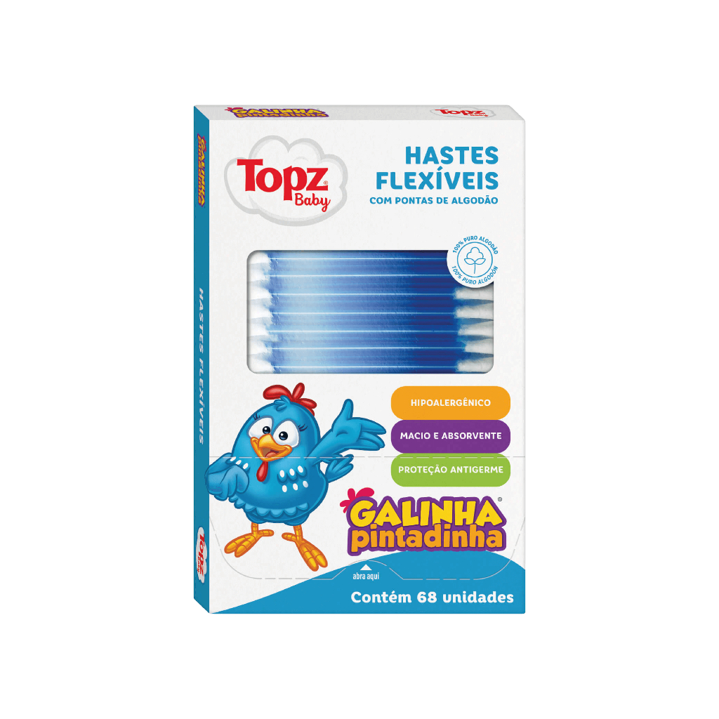 Hastes Flexíveis Topz Baby Galinha Pintadinha Com 68 Unidades