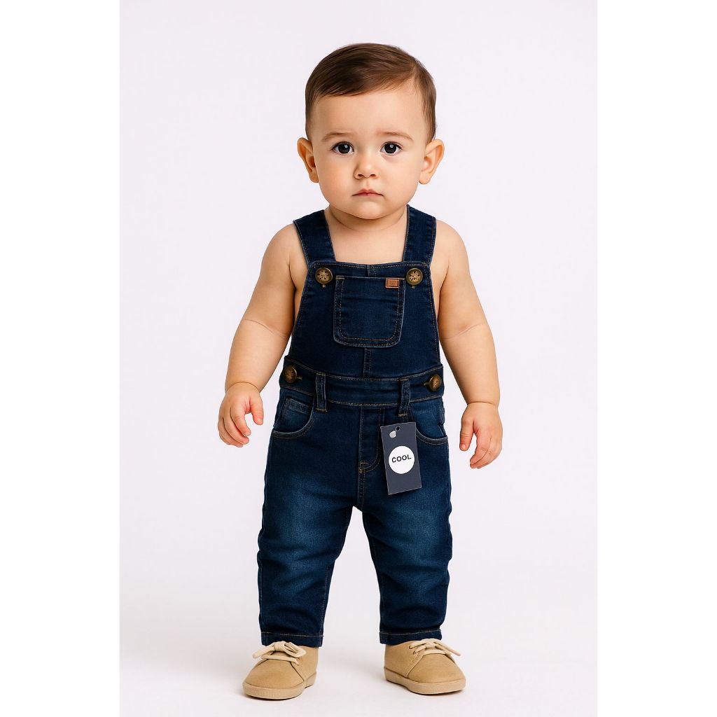 jardineira macacão Jeans menino infantil 1 2 e 3 anos em Oferta na Shopee