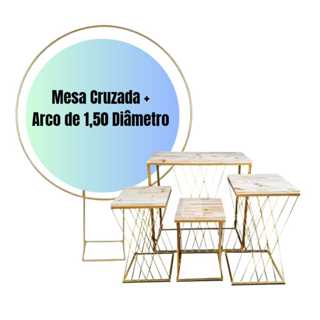 Mesas para Decoração de Festa Teia Cruzada Tampo mdf + Arco Redondo 1,50 Diametro em Oferta na Shopee