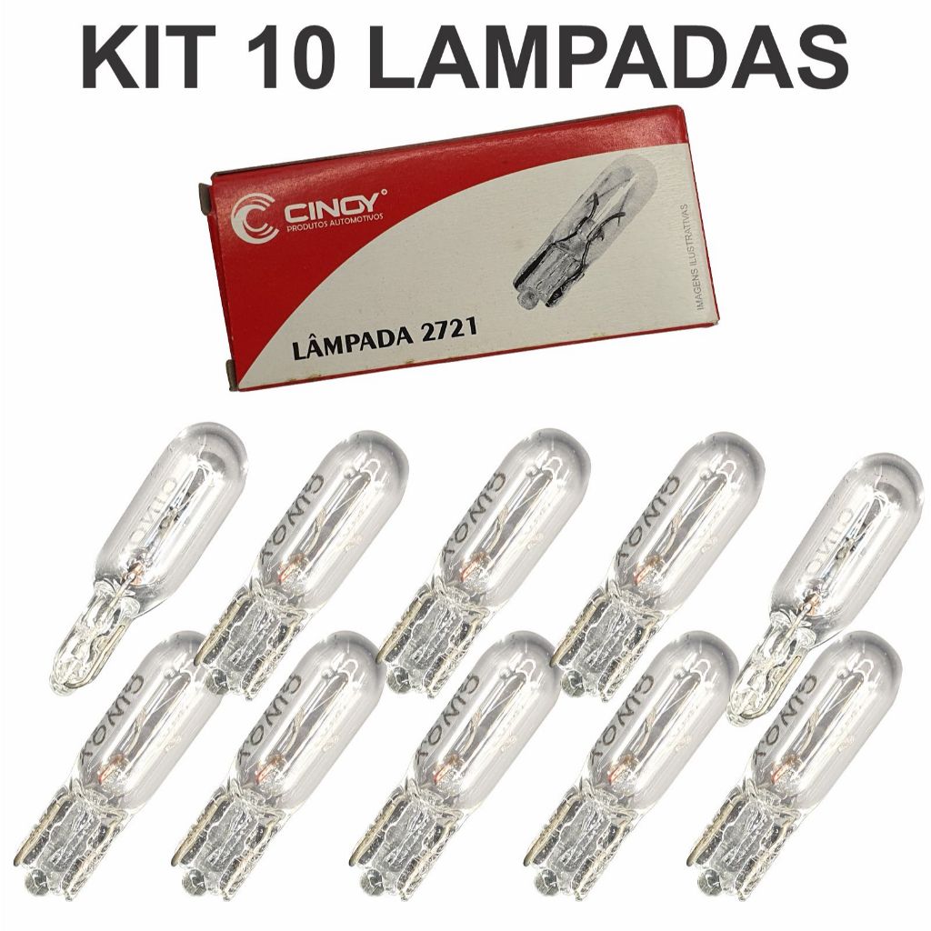 Kit 10 Lampadas T5 1,2w Painel Pinguinho Esmagada Para Carro Moto em Oferta na Shopee