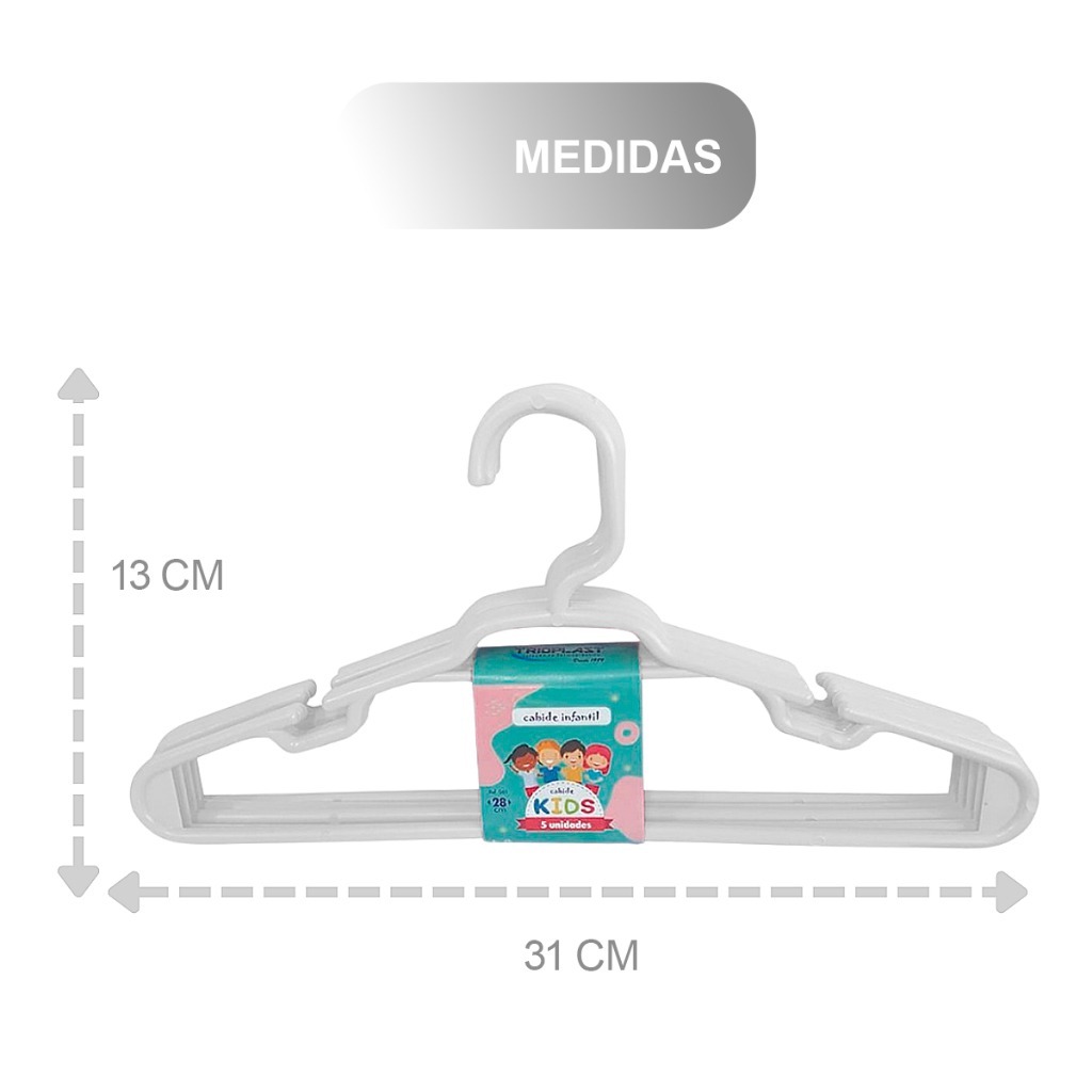 Kit 10 Cestinha Organizadora + 10 Cabides Infantil - Branco