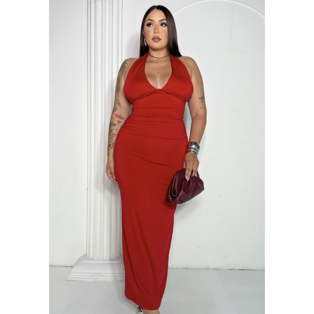 Vestido Plus Size Feminino Silvia Longo Alça Larga Sensual
