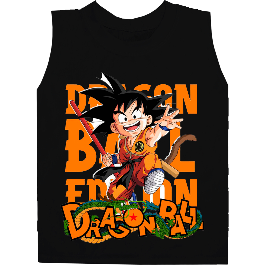 Regata Camisa masculina Básica Camiseta Qualidade 100% Algodão Estampa Goku Dragão Tamanho 2 ao GG