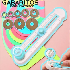 Kit 8 Gabaritos + Cortador Rotativo 360 graus| Círculos Perfeitos 2,5 a 6cm