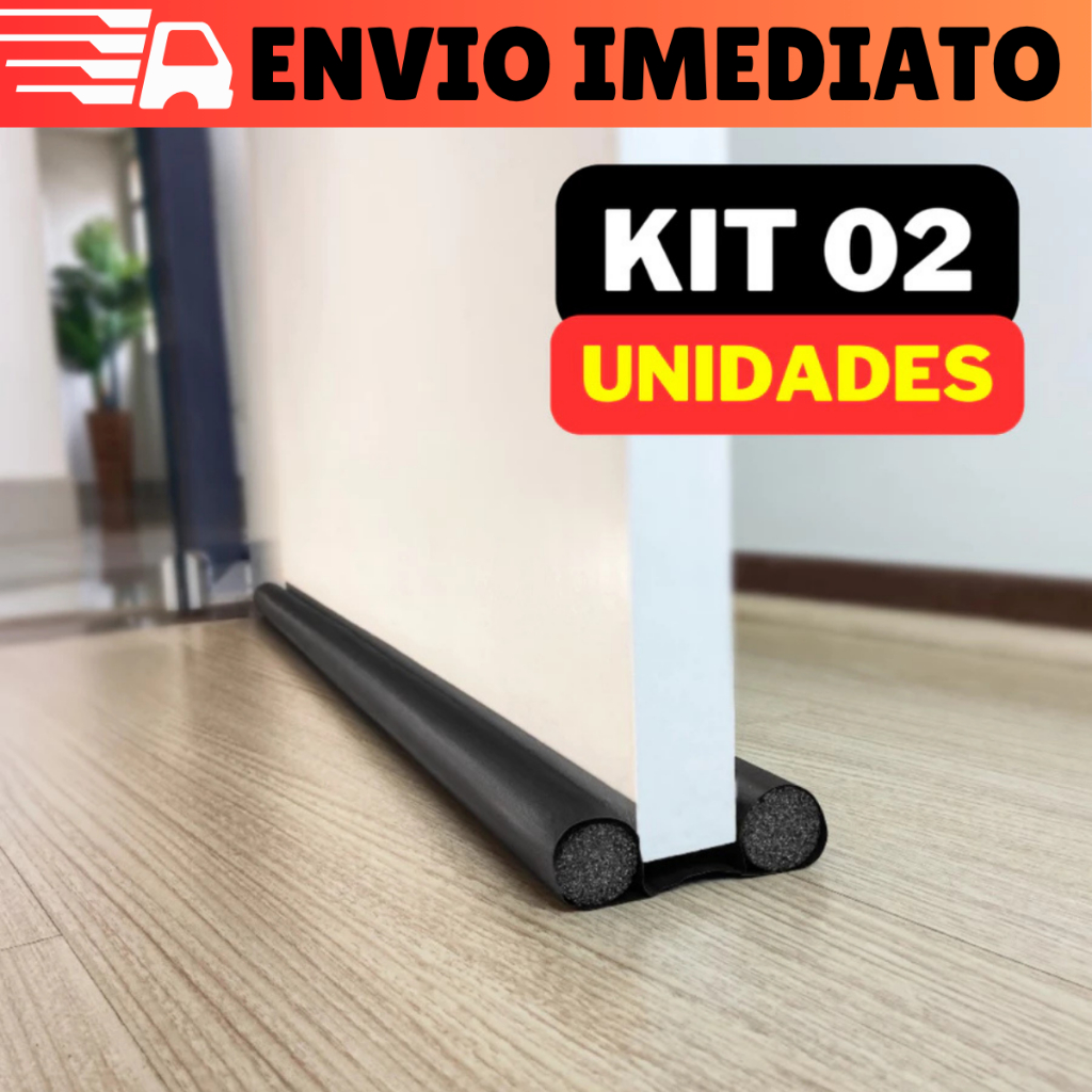 Kit 02 Veda Porta Pó Rolinho 80cm Protetor Impermeável Ajustável Vedação Proteção Contra Insetos