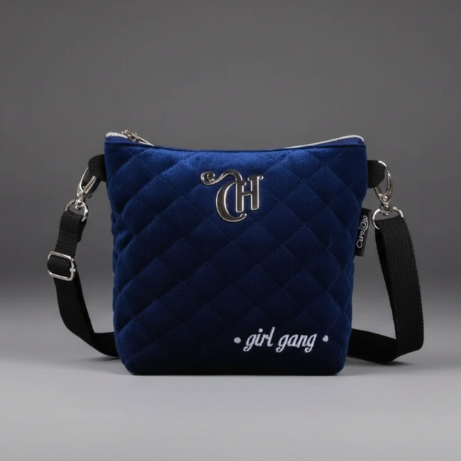 Bolsa Menina Pochete Capricho Veludo Azul 11317 - Dmw Original