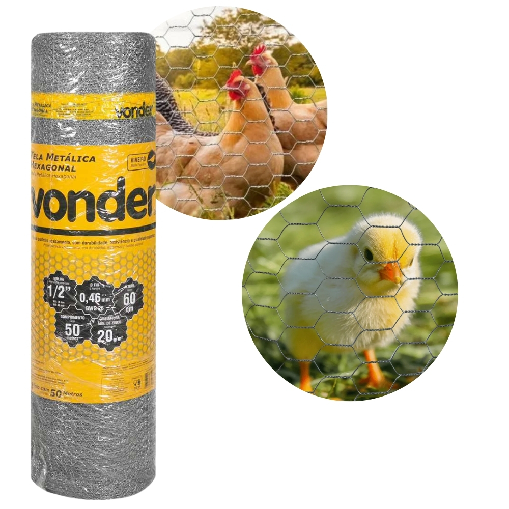 Tela Metálica Viveiro Malha 1/2pol 26 Bwg 0.6m x 50m Vonder