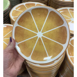 Prato de Sobremesa Frutas Tropical em Cerâmica Decorada