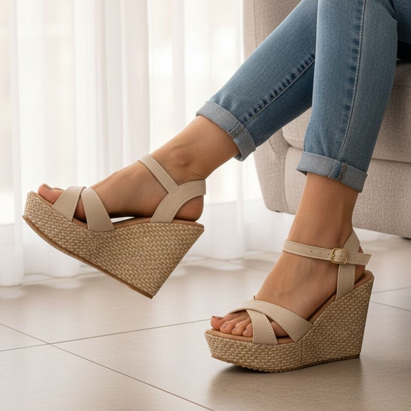 Sandália Espadrille Anabela Feminina Salto 10cm - Ideal para Jeans e Vestidos Femininos