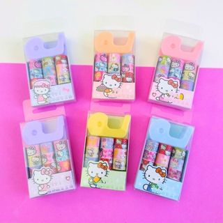 Kit 9 Mini Washi Tape com dispenser Hello kitty /Turma da Sanrio / Papelaria Fofa