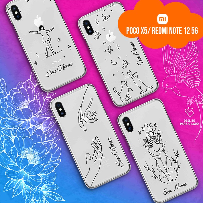 Capa Capinha Case Personalizada com Nome - Xiaomi Poco X5 / Redmi Note 12 5G - Fine Line Collection