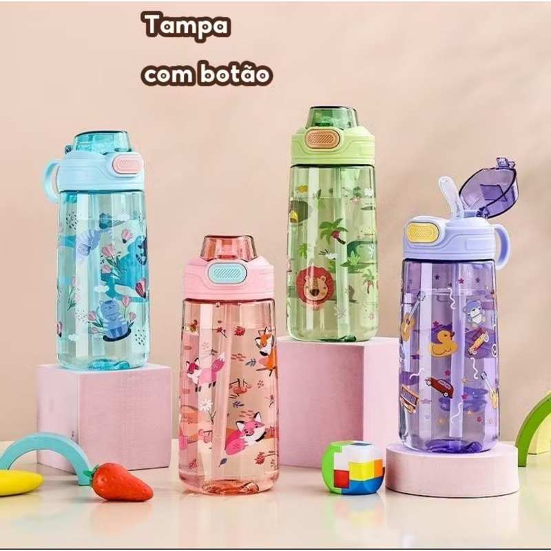 Garrafa infantil de água 500ml ou 650ml plástica crianças escolas parque