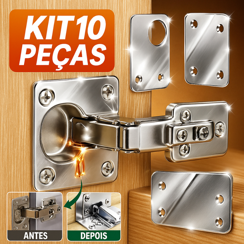 Kit 10 Placas Reparo De Porta Dobradiça Armário MDF Pen Tech Porta Cozinha