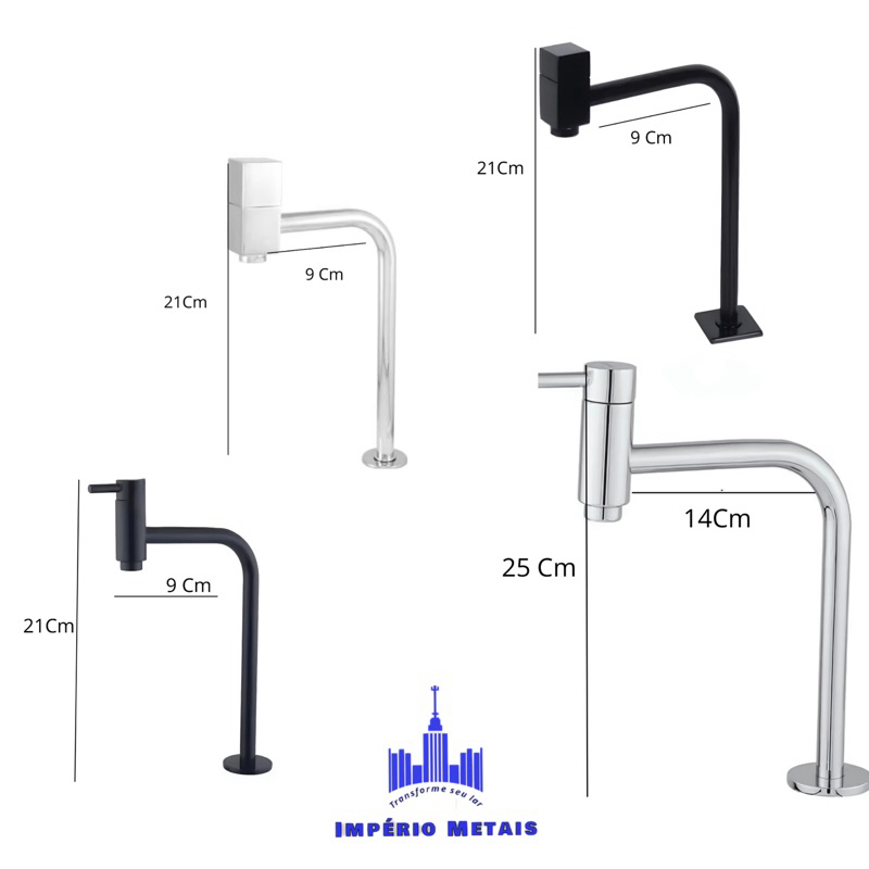 Torneira 3050 90° Baixa/Média Cromada/Preta Com Válvula Click 1.1/4 opcional