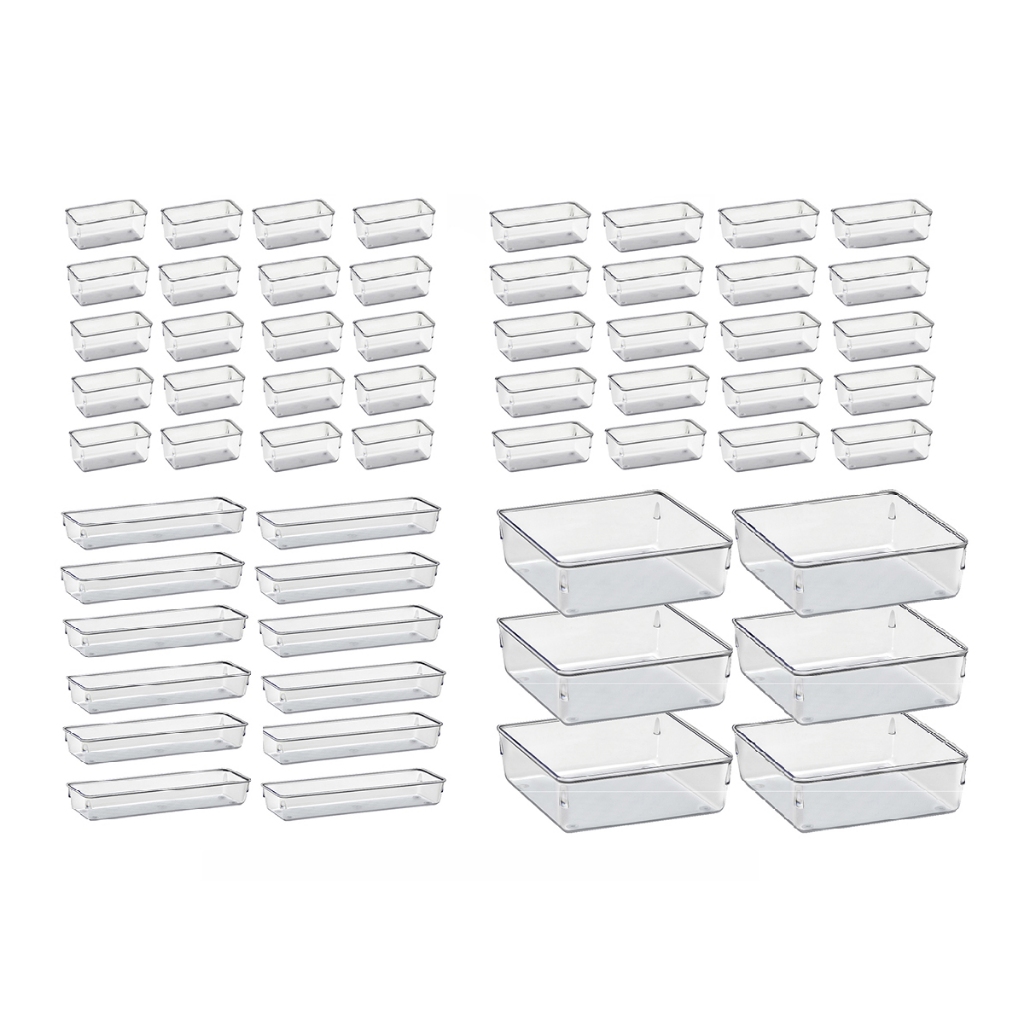 Kit 50 Organizador Multiuso Modular Gavetas Geladeira Acrilico Cristal