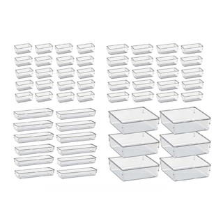 Kit 50 Organizador Multiuso Modular Gavetas Geladeira Acrilico Cristal