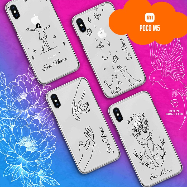 Capa Capinha Case Personalizada com Nome - Xiaomi Poco M5 - Fine Line Collection