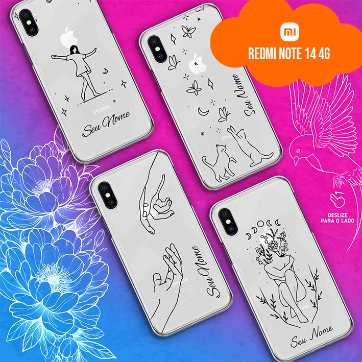 Capa Capinha Case Personalizada com Nome - Xiaomi Redmi Note 14 4G - Fine Line Collection
