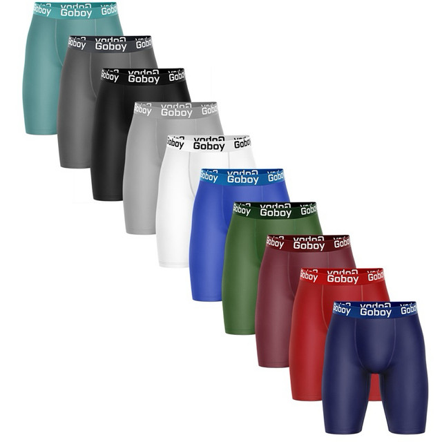 Kit com 10 Cuecas Boxer Ciclista em Microfibra Lisa Cueca Box Alongada Tecido Premium Ideal para Esportes.