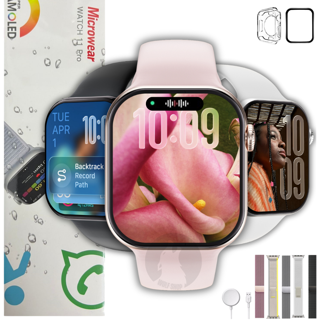 Smartwatch W11 Pro Serie 11  MICROWEAR Lançamento Amoled Whatsapp Gps Nfc 2026 +Brindes
