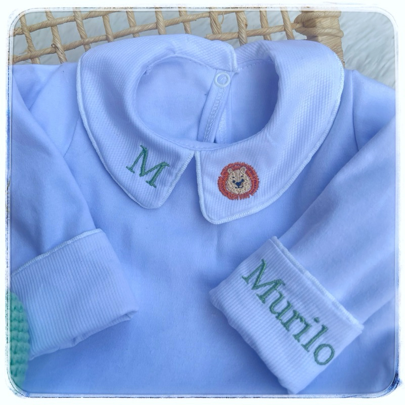 body de bebê com gola e punho personalizado