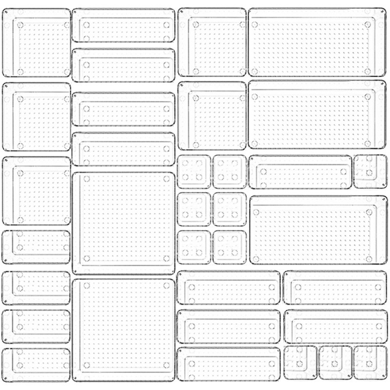 Kit 7 Organizadores Acrílico Transparente Empilhável Modular para Gavetas, Geladeiras Organização 024-205 em Oferta na Shopee