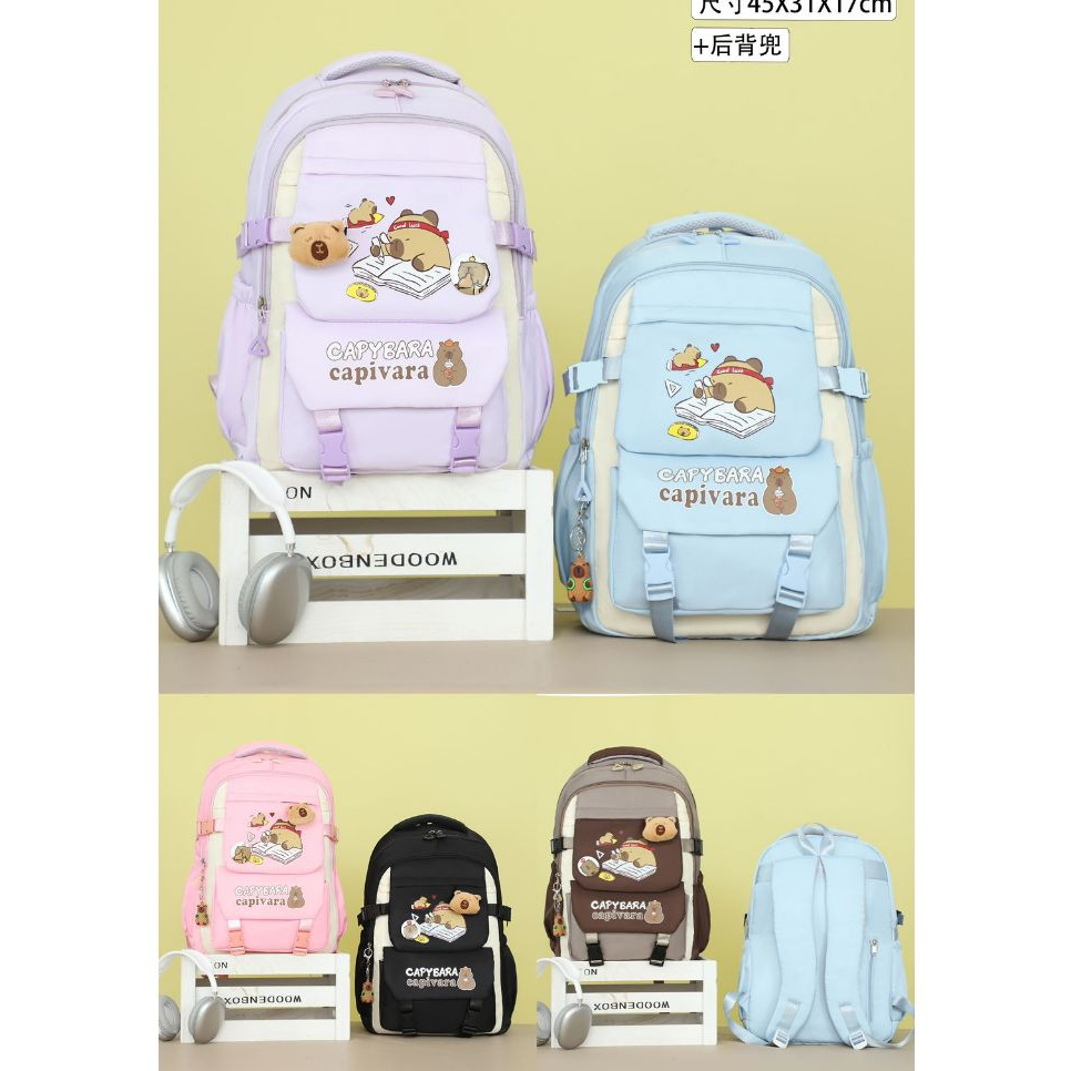 Mochila Escolar Feminina e Masculina Capivara Fofa |Grande Estilosa para Escola, Viagem – Volta às aulas blackfriday*