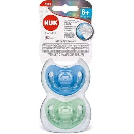 Kit 2 Chupetas Sensitive Soft 100% Silicone +6 Meses Nuk