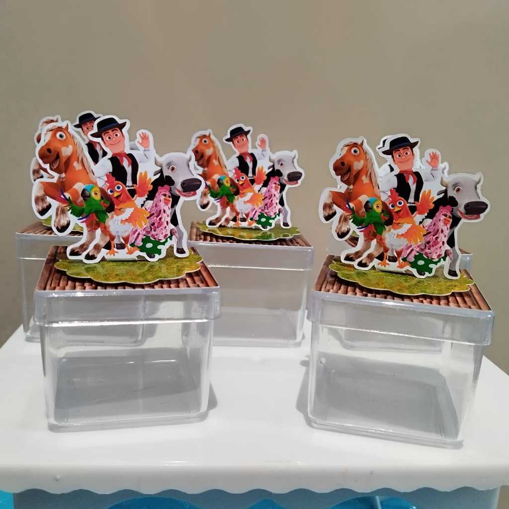 Caixinha Acrílica com Aplique 3D para lembrancinhas - Festa - Caixinha Acrílica Personalizadas - Fazenda do Zenon
