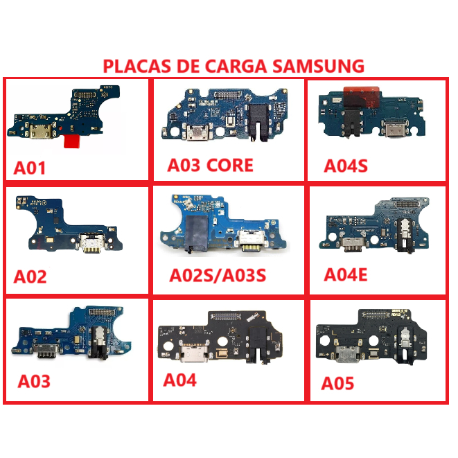 Placas de carga da MODELOS VARIADOS A01/ A02/ A03/ A03 core/ A02S A03S/ A04/ A04S/ A04E/ A05 /A06/A15/A34/A54/A51/A53