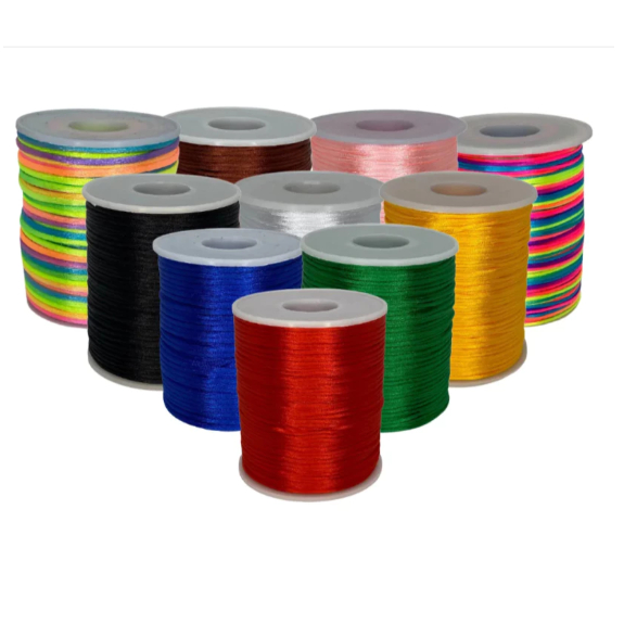 Fio De Seda 2.0mm 50M - Cordão Rabo De Rato | Ideal p/ Pulseiras, Laços e Artesanato em Oferta na Shopee