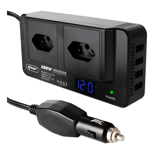 Inversor Carro 12v Acendedor P/ Tomada 110v Conversor +4 Usb knup