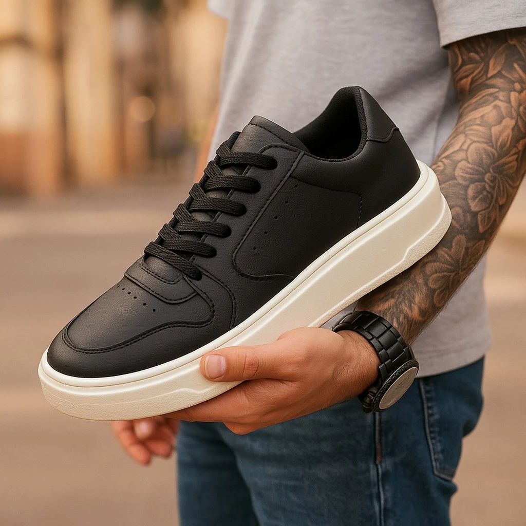 tênis casual tiger preto/branco macio confotável leve e moderno em Oferta na Shopee