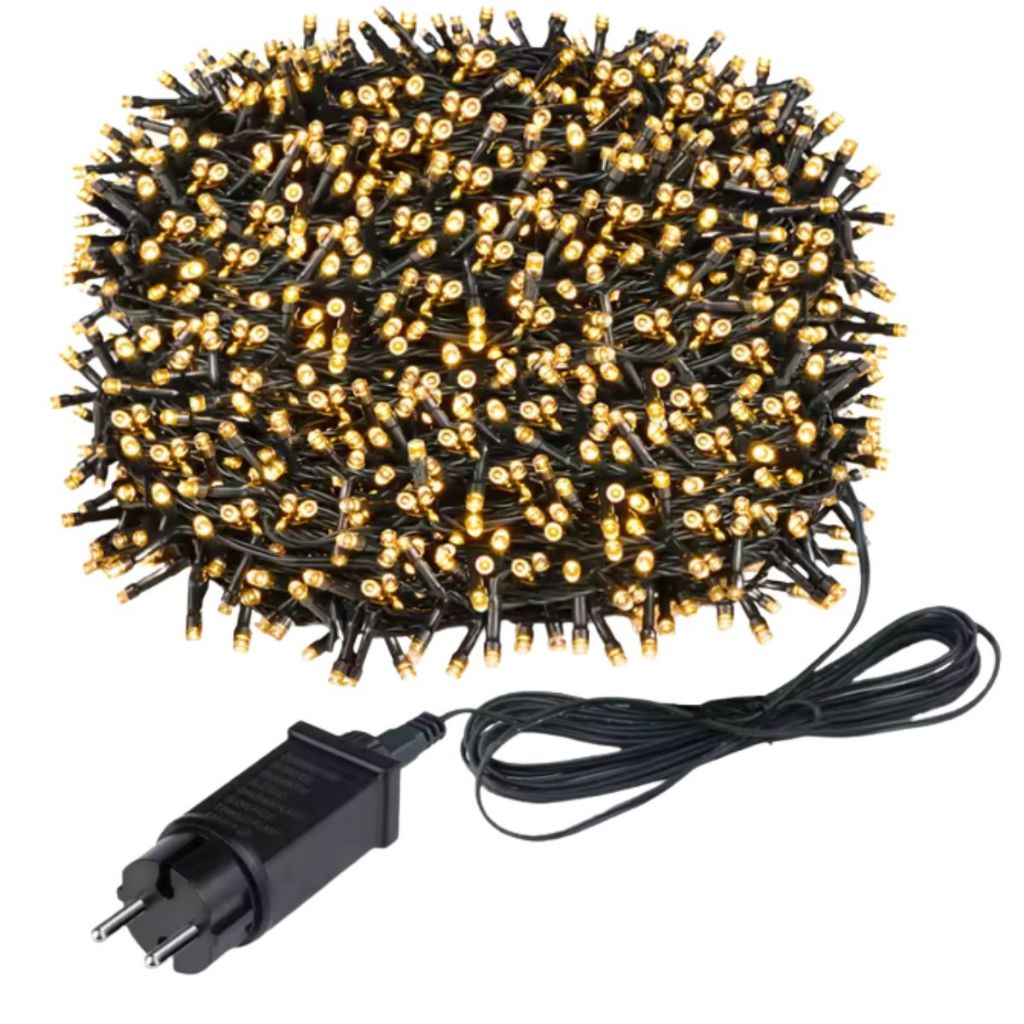Cordão Pisca Pisca Natal 500 Leds Strobo Prova D`água 50 Mts Branco Quente Amarelo com Estrobo