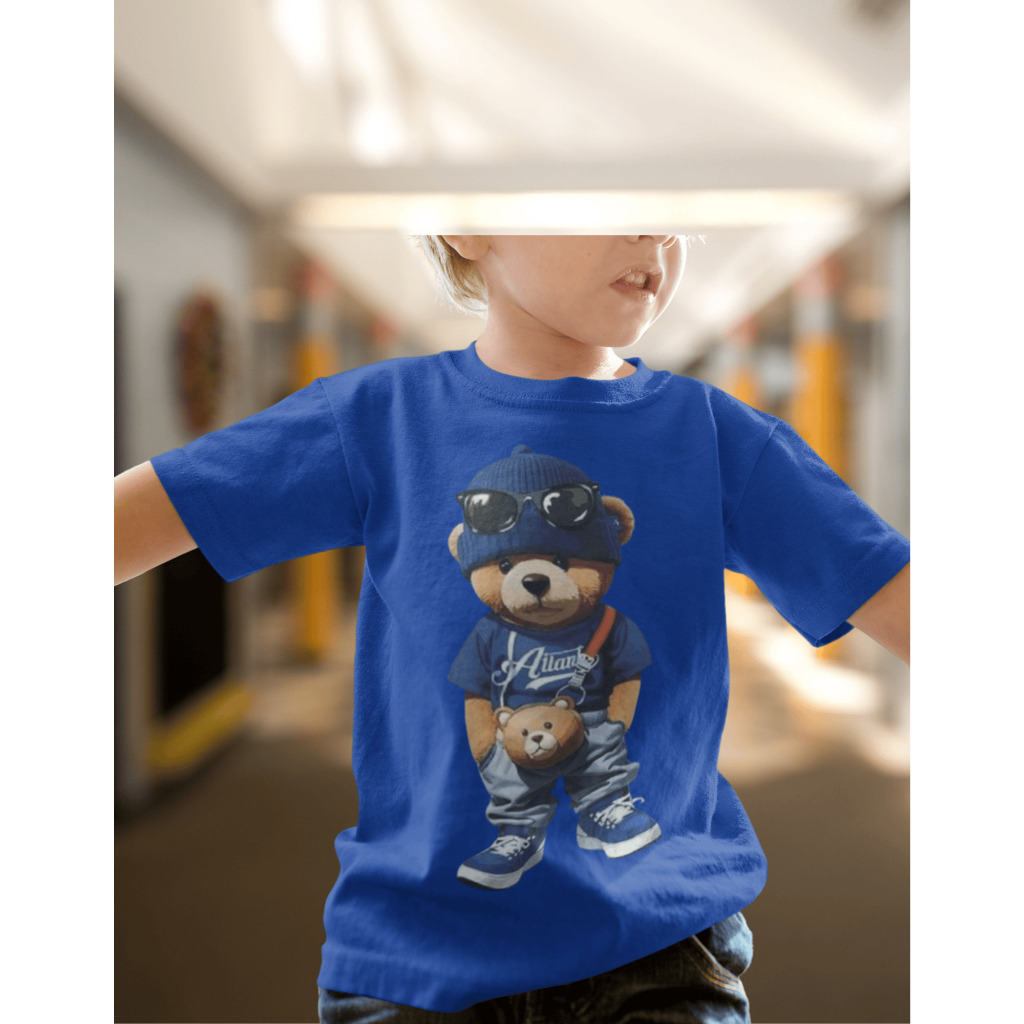 CAMISETA INFANTIL E JUVENIL URSO ESTILOSO, CAMISA 100% ALGODÃO, BLUSA BÁSICA ESTILOSA MENINO MENINA,ENVIO IMEDIATO