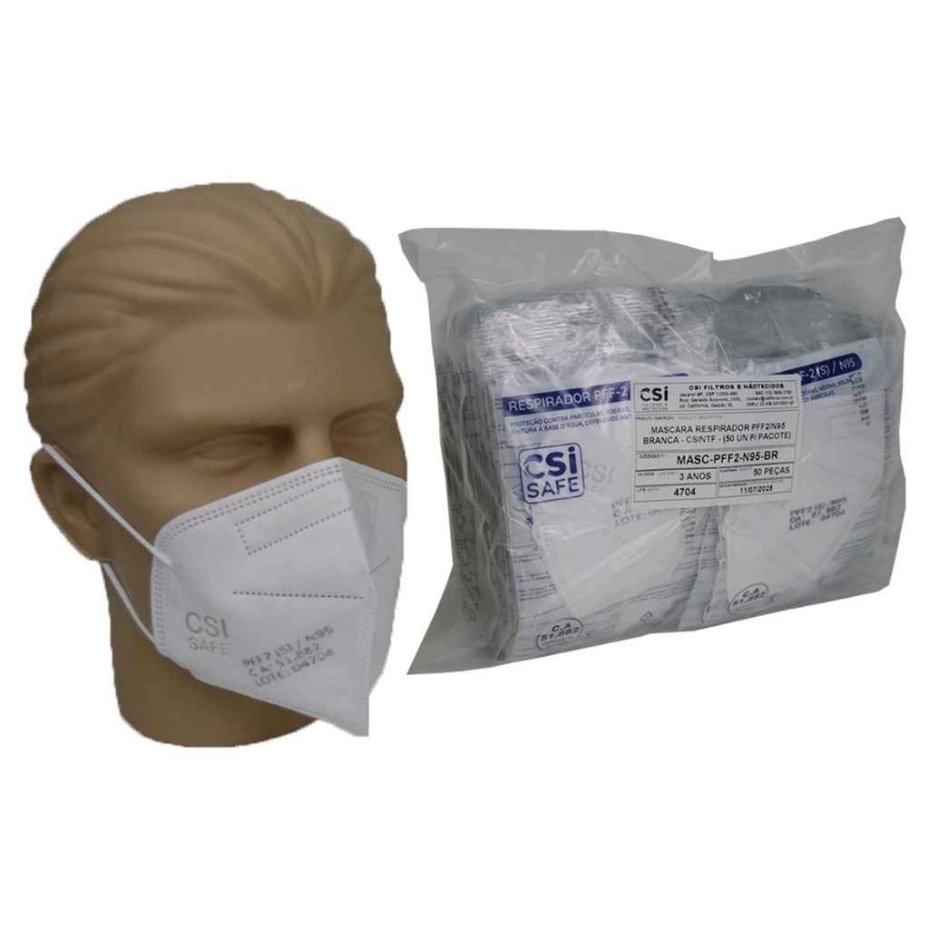 Kit 100 Máscara Descartável Respirador PFF2 Sem Válvula N95 Branca em Oferta na Shopee