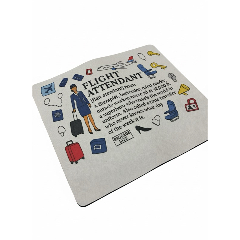 Mouse Pad "Flight Attendant/Comissario de bordo/ aviação (Presente) Lavável 17x22x2